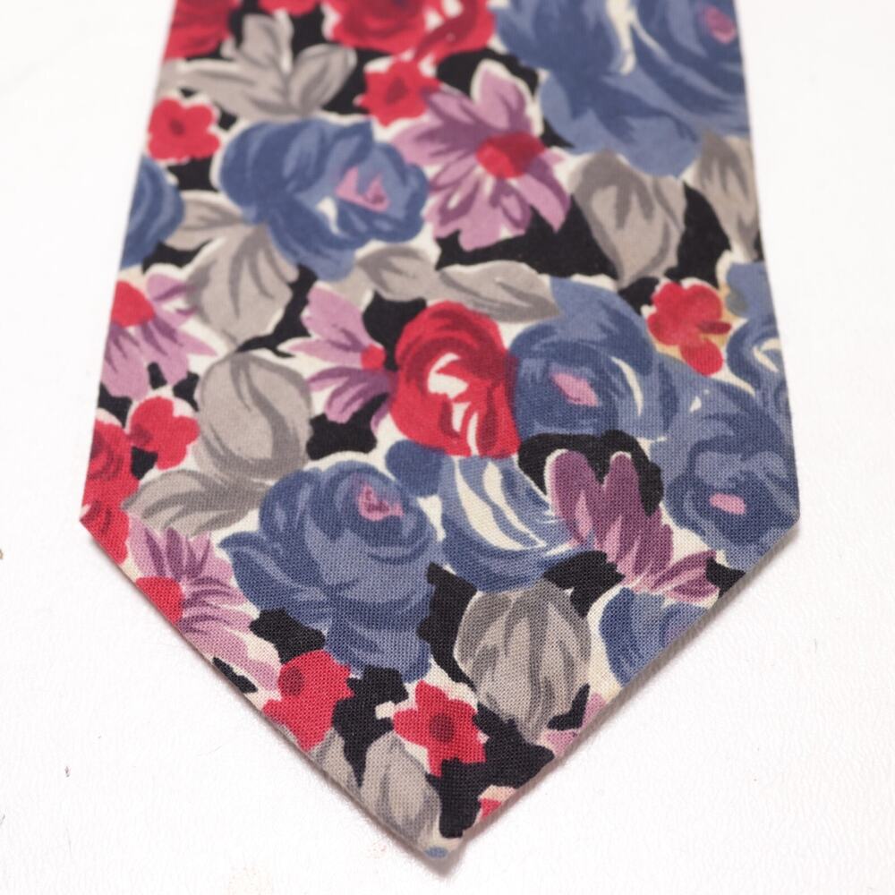 Vtg Aeropostale Tie Mens 58 in Red Blue Multicolor Cotton Floral Wide